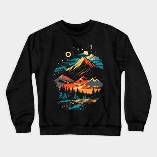 breathtaking mountain landscape with majestic trees and towering peaks in the background Crewneck Sweatshirt